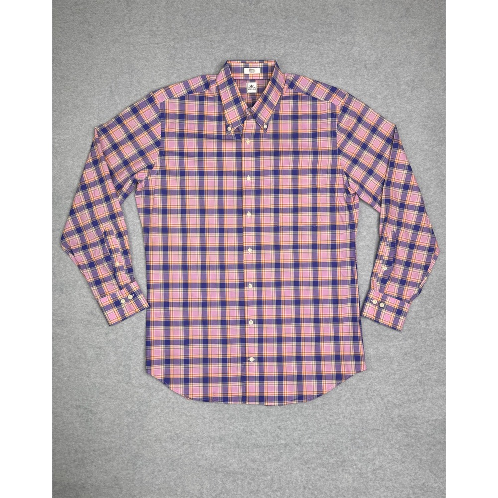 Peter Millar Long Sleeve Mens M Purple Pink Plaid Cotton Button Down Shirt